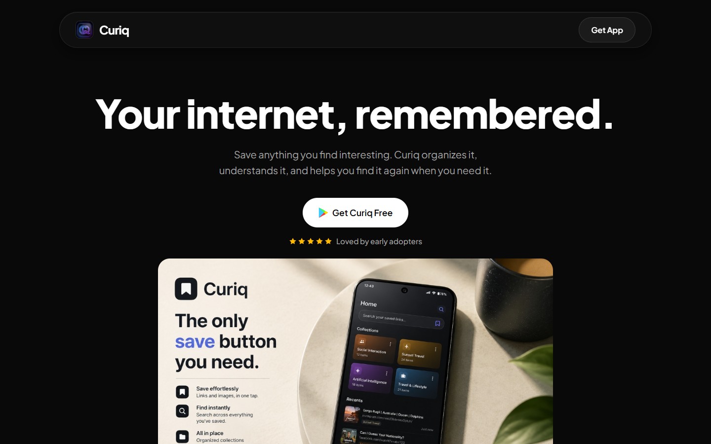 Your internet, remembered. Mockup