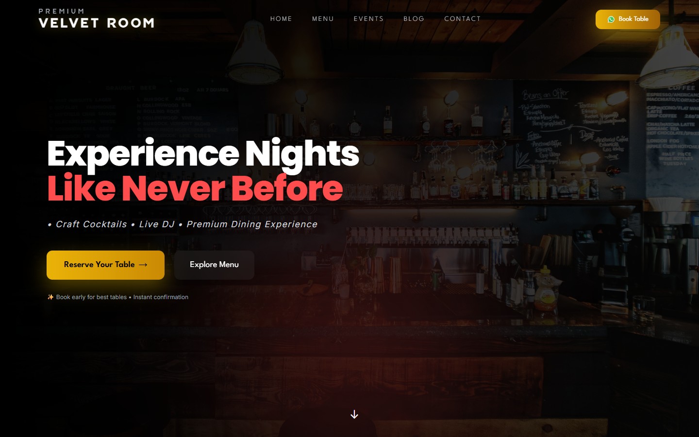 A digital experience built for a modern pub. Mockup
